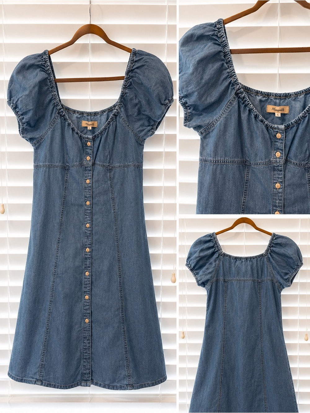 Madewell Light Blue Puff-Sleeve Denim Dress